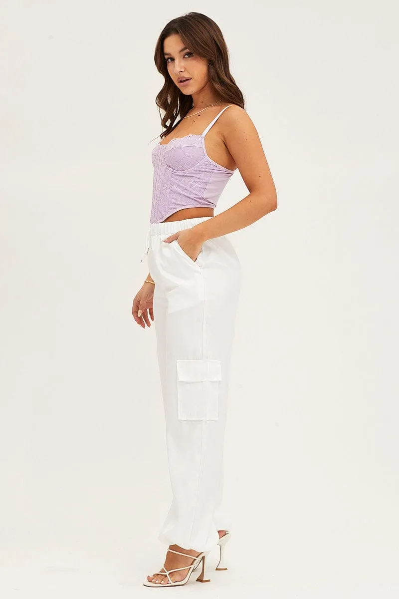 Simple Comfort White Boyfriend Cargo Pant