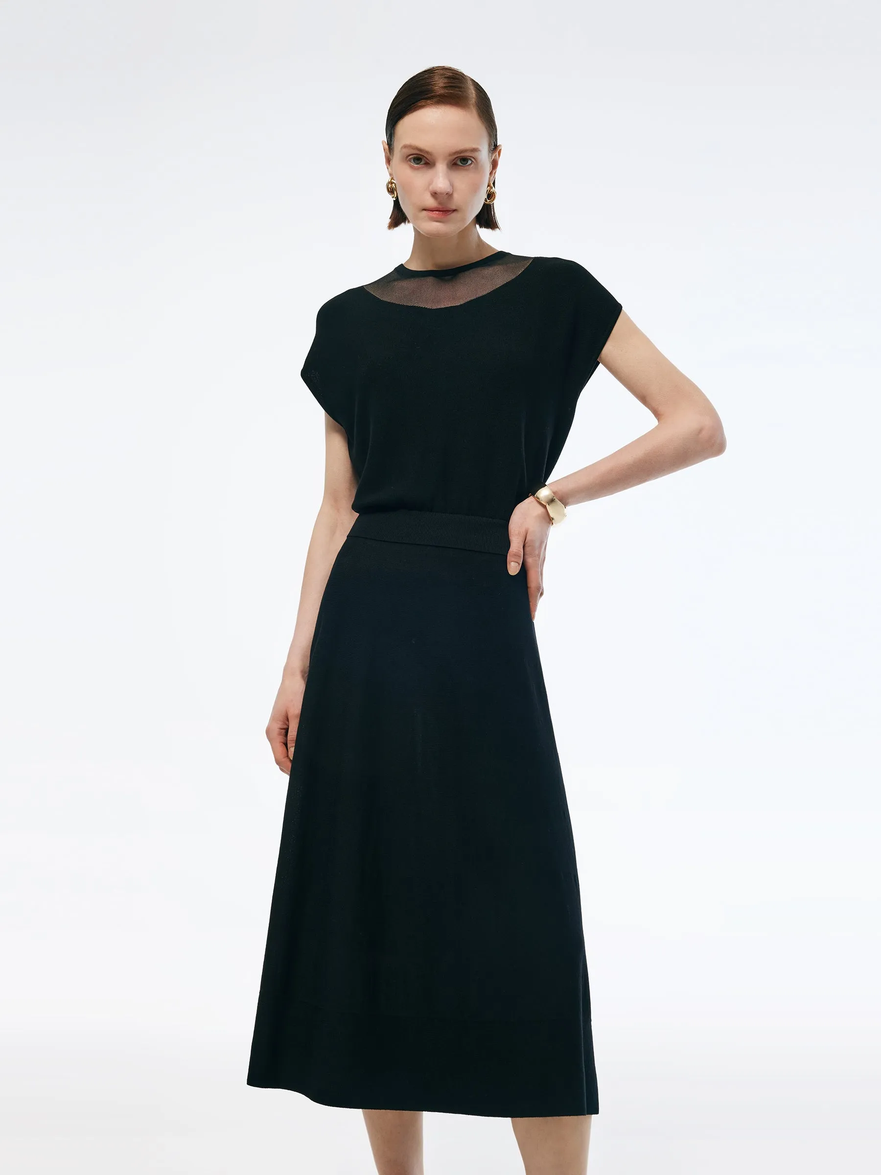 Tencel Blend Faux Two-Piece Women Maxi Dress Travel Vibe BreathableMesh
