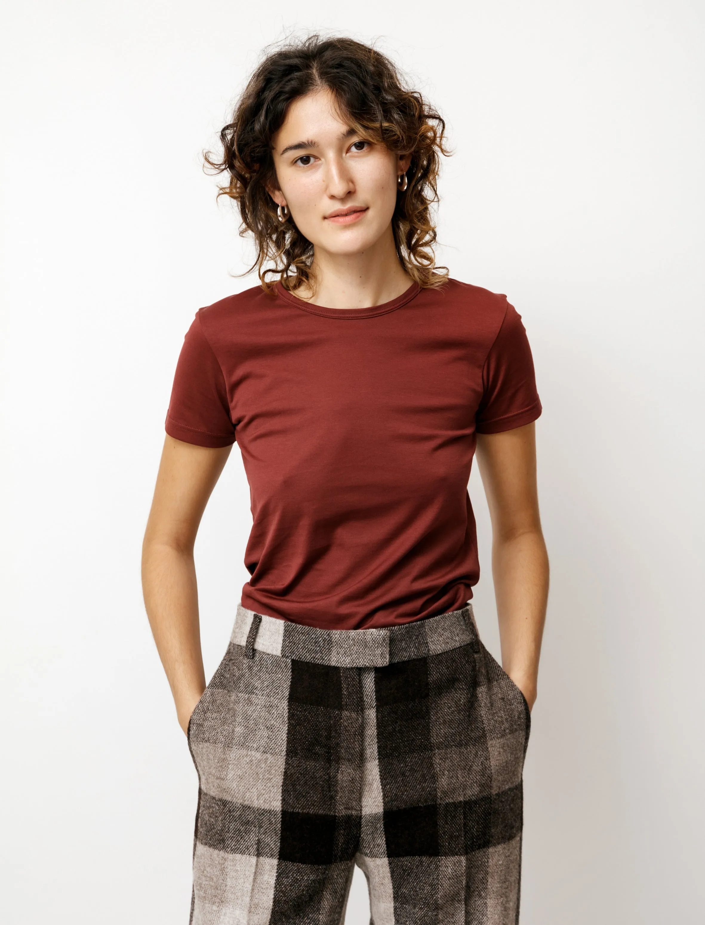 Crew Neck T-Shirt Oxblood Minimal Mood