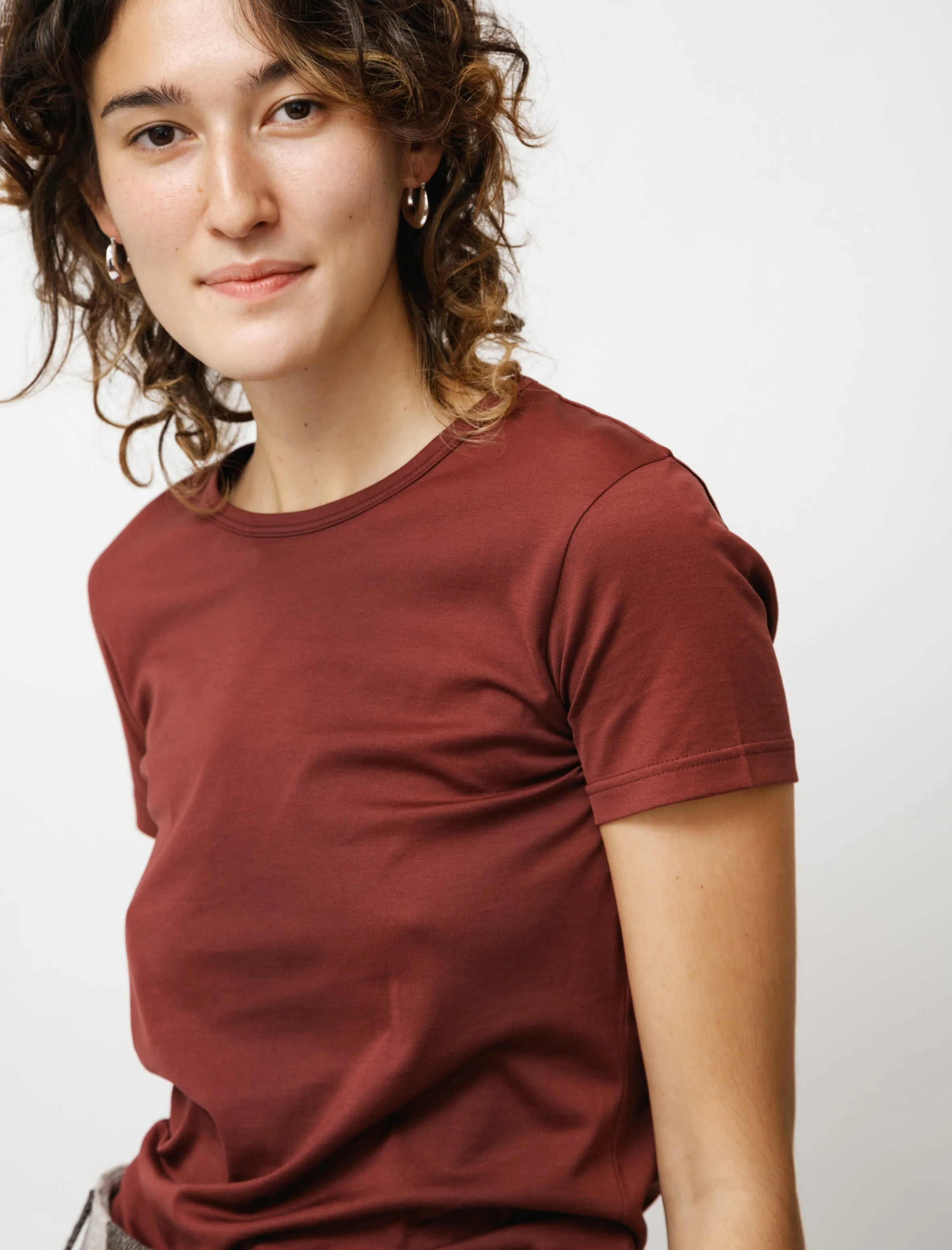 Easy Fit FlexibleNeckline Crew Neck T-Shirt Oxblood