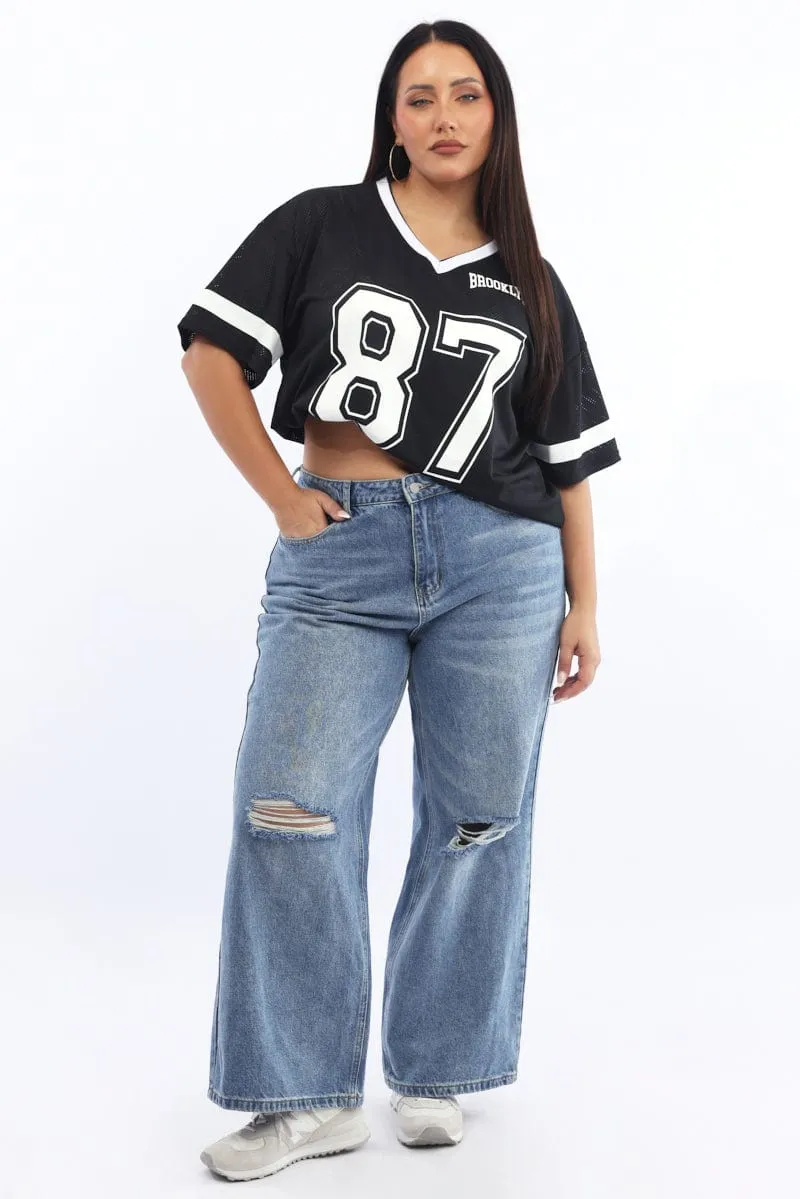Comfortable fit Denim Baggy Jeans Mid Rise