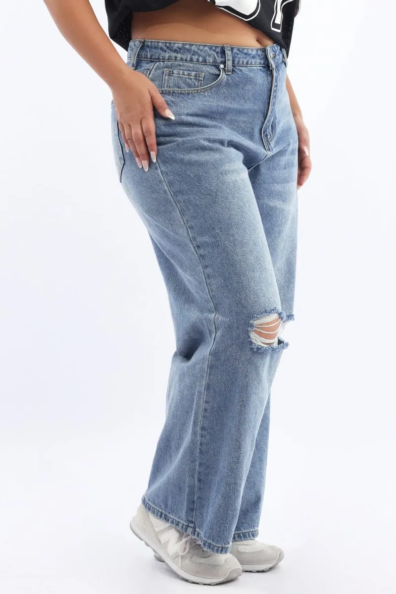 Denim Baggy Jeans Mid Rise Tailored Fit Eco Friendly Night Out
