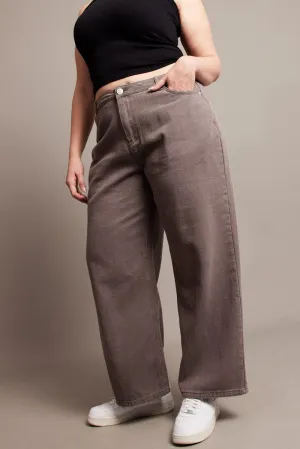 Grey Wide Leg Jeans High Rise easy move Leisure Wear