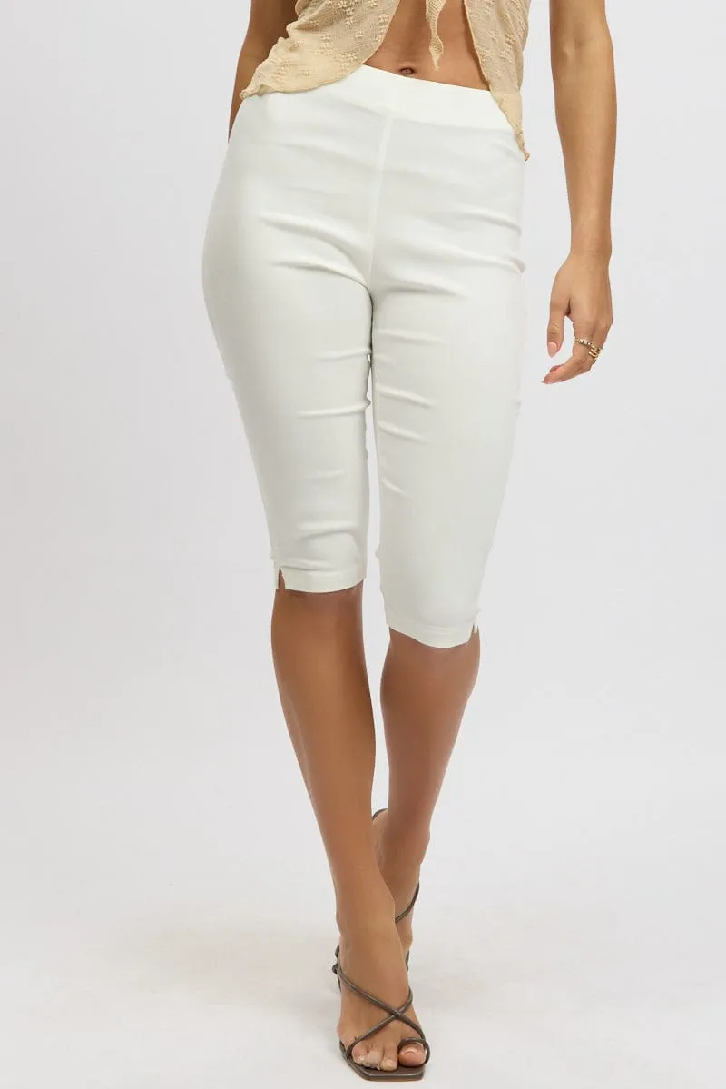White Capri Pants High Rise Work Comfort