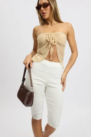 Quick Access Zippers Travel Essential White Capri Pants High Rise