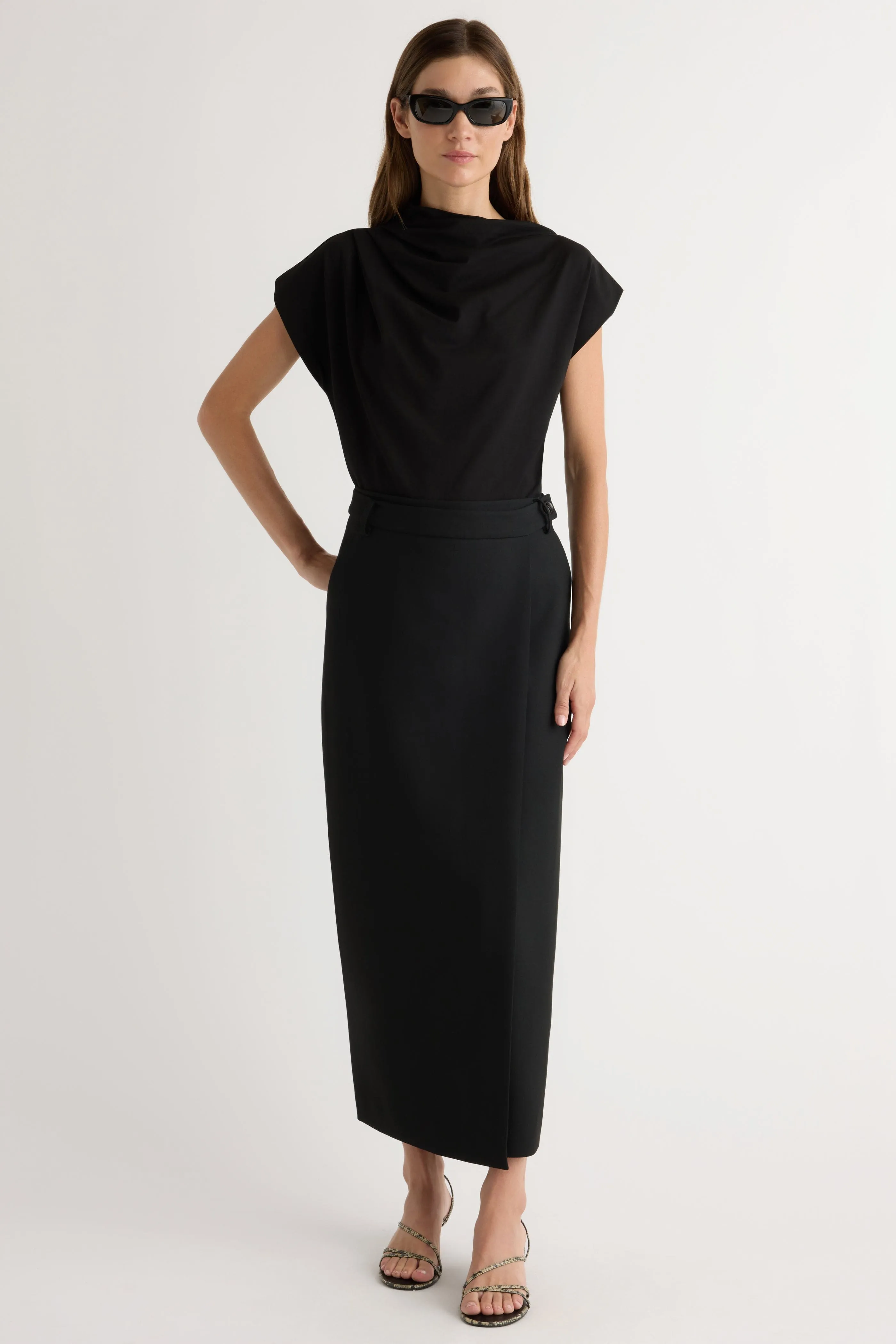 Ventilated Panels Spencer Wrap Maxi Skirt