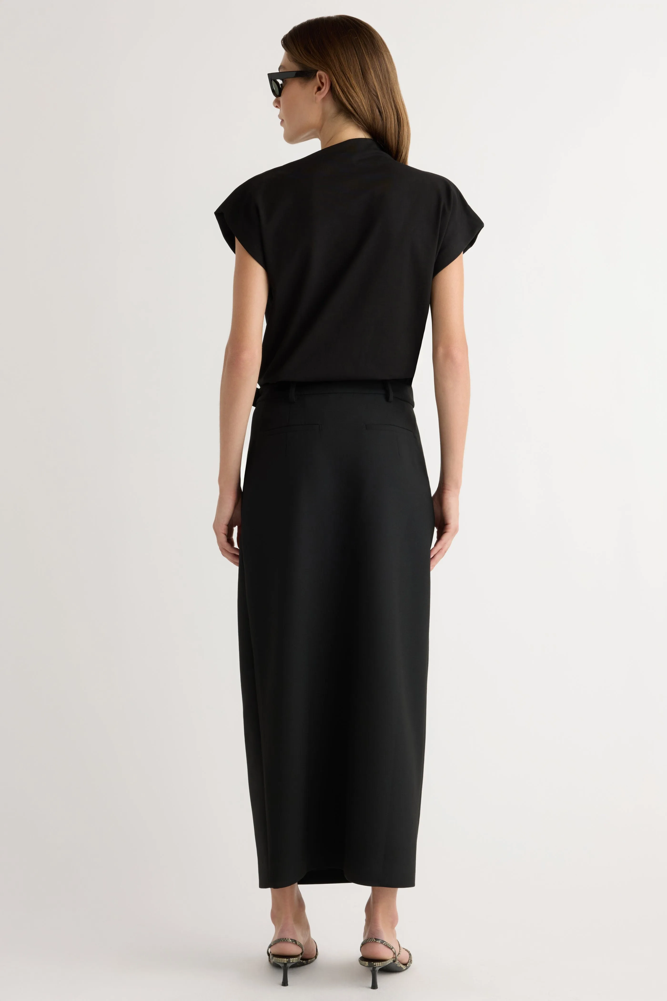 Refined Texture Neutral Look Spencer Wrap Maxi Skirt