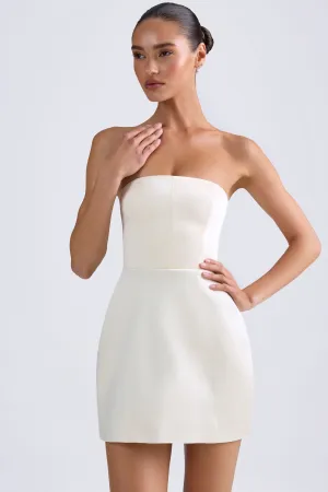 Light Beat Pop Rush Bandeau Structured Tulip Mini Dress in Ivory