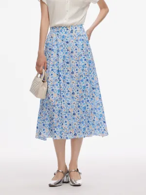 Light Touch 19MM Mulberry Silk Floral Print Skirt