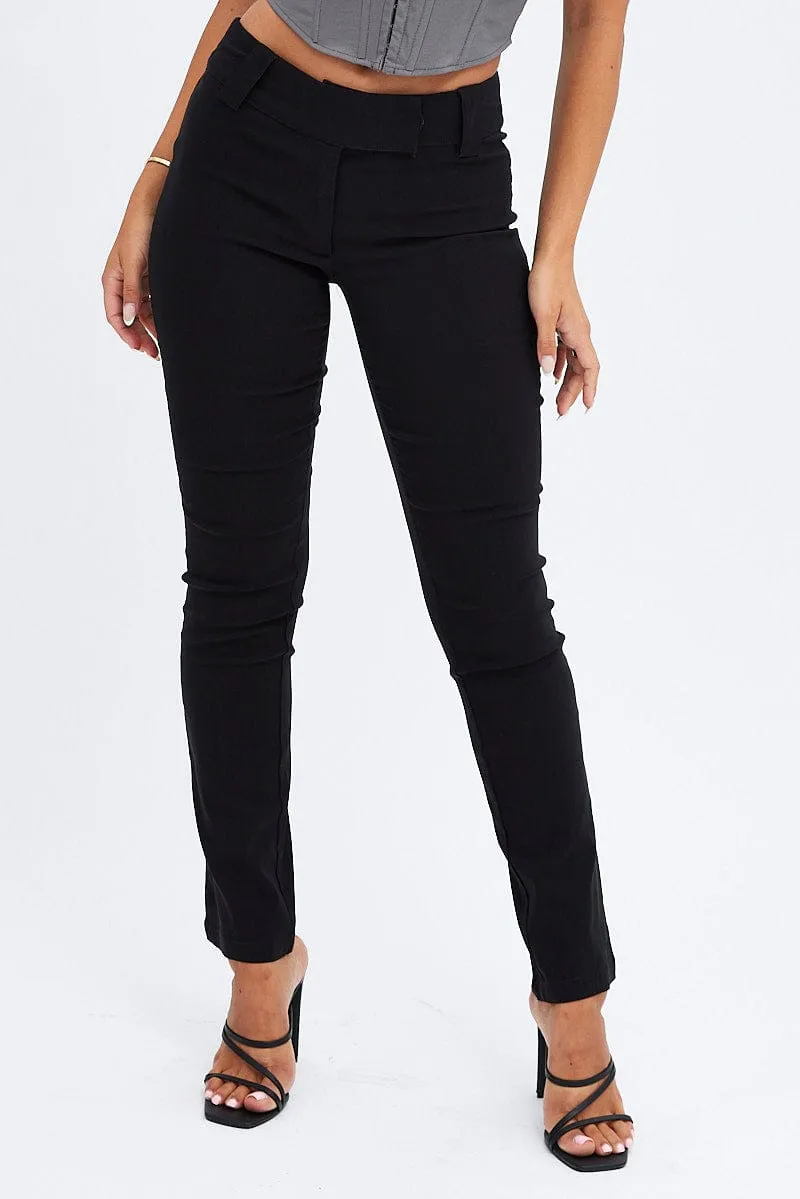 Clean Cut Cotton comfort Black Low Rise Pant Slim Leg
