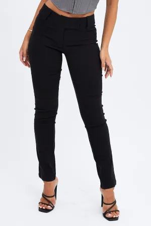 Clean Cut Cotton comfort Black Low Rise Pant Slim Leg