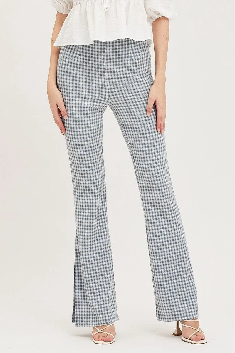 Check Flare Pants High Rise Comfy Essentials Wear