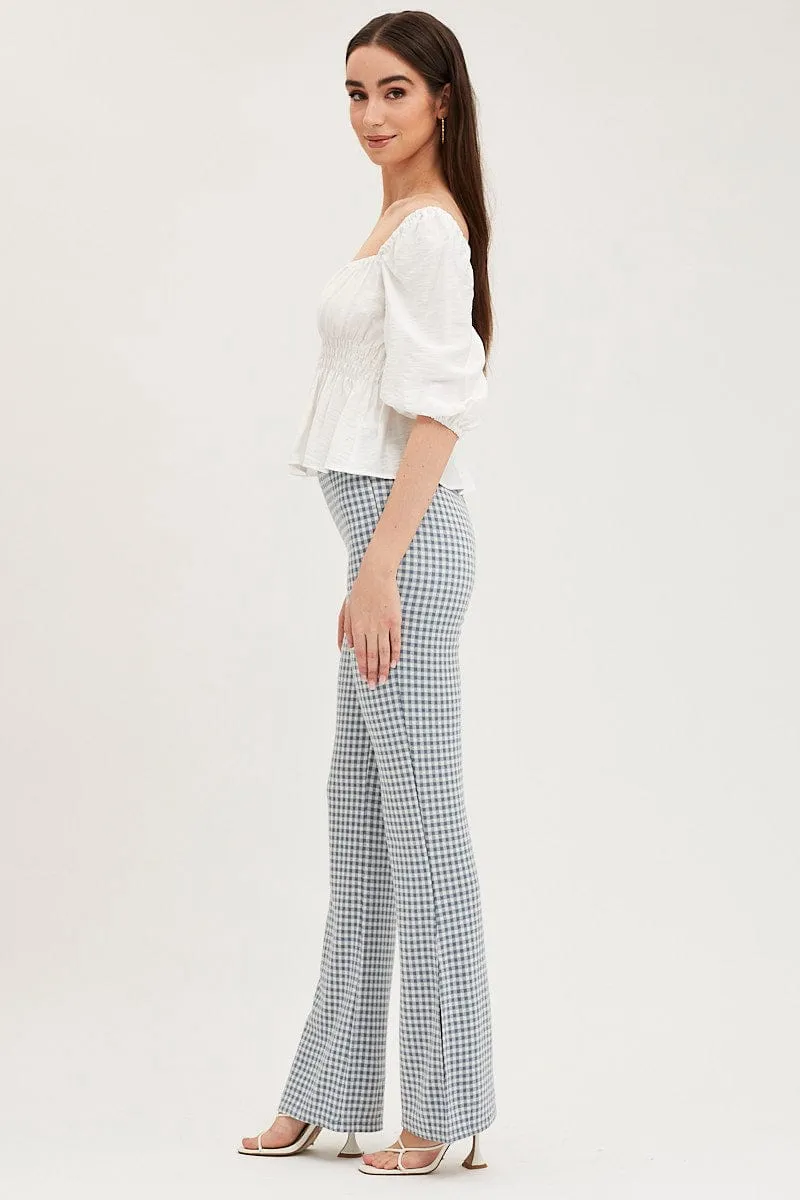 Anti Bacterial Treatment Odor Resistant Treatment Check Flare Pants High Rise