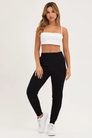 Black Track Pants High Rise Flexible Comfort Sweat Wicking Liner