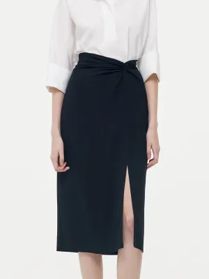 Acetate Twist Front Side Split Women Skirt Subtle Shimmer