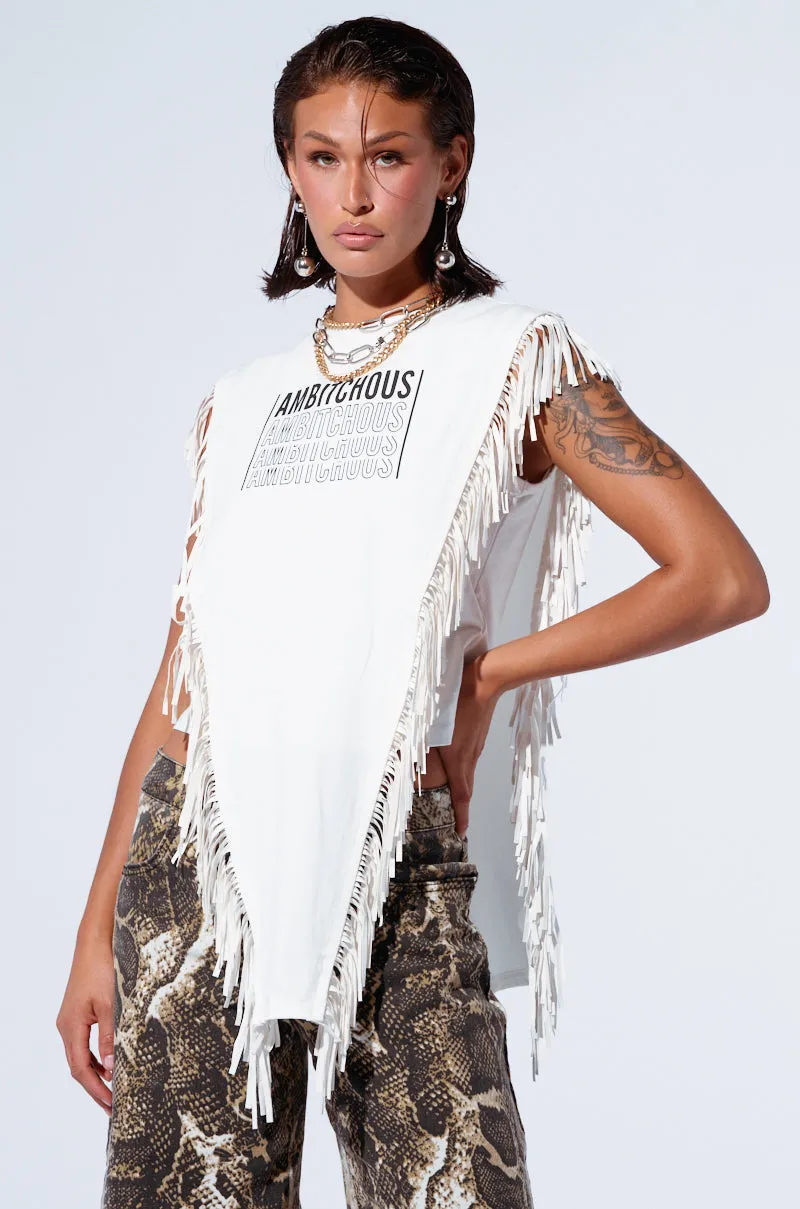Advanced Design AMBITCHOUS FRINGE DETAIL T-SHIRT