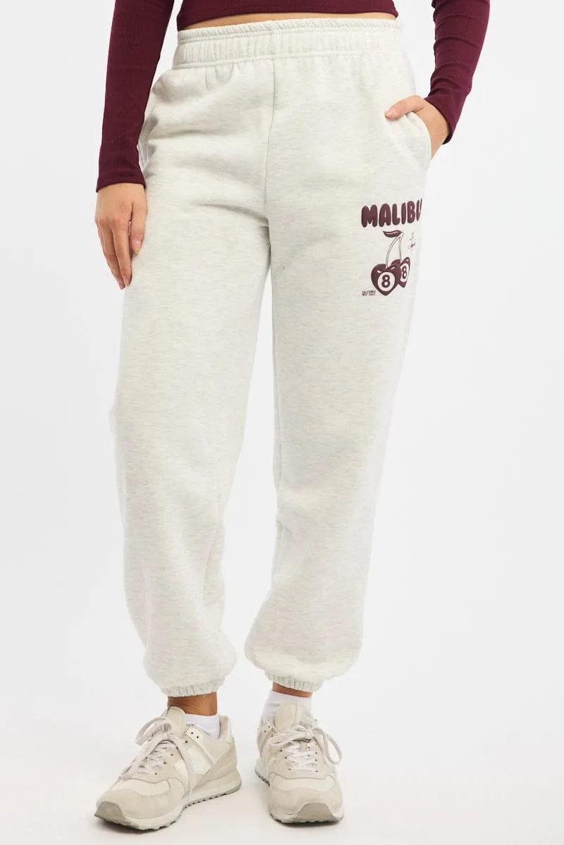 Grey Track Pants Jogger Versatile Wearable Non Slip Waist Grip