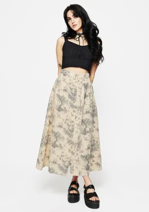 Maypole Cotton Print Button Up Midaxi Skirt Minimal Vibes