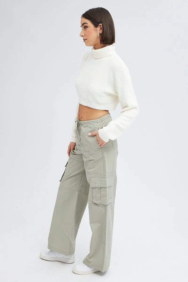 Grey Cargo Pants Wide Leg Stay Fresh