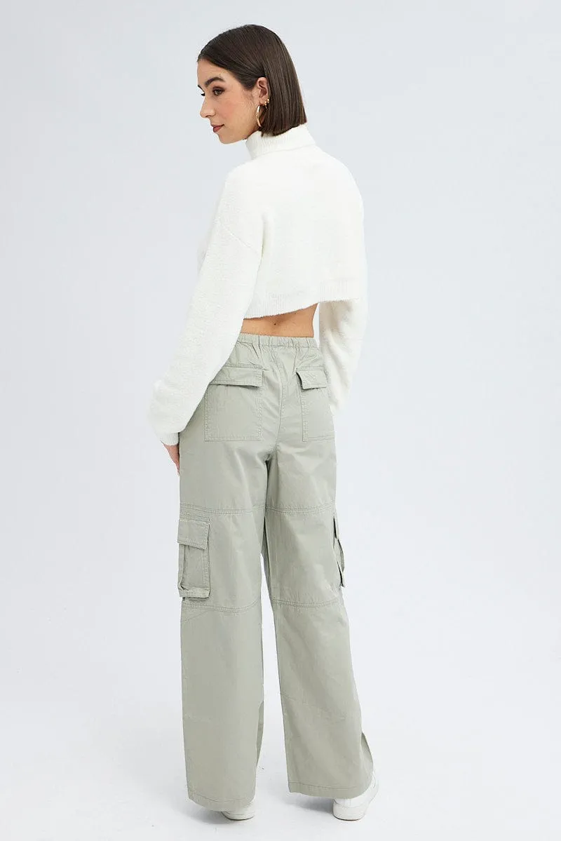 Street Comfort Grey Cargo Pants Wide Leg