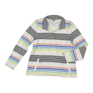 Sweatshirt Collar By Talbots In Striped Pattern, Size:L AntiSnagTechnology SmoothZipper