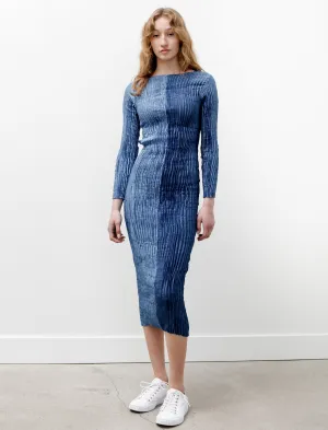 Long Sleeve Dress Indigo Two Tone Late Breeze