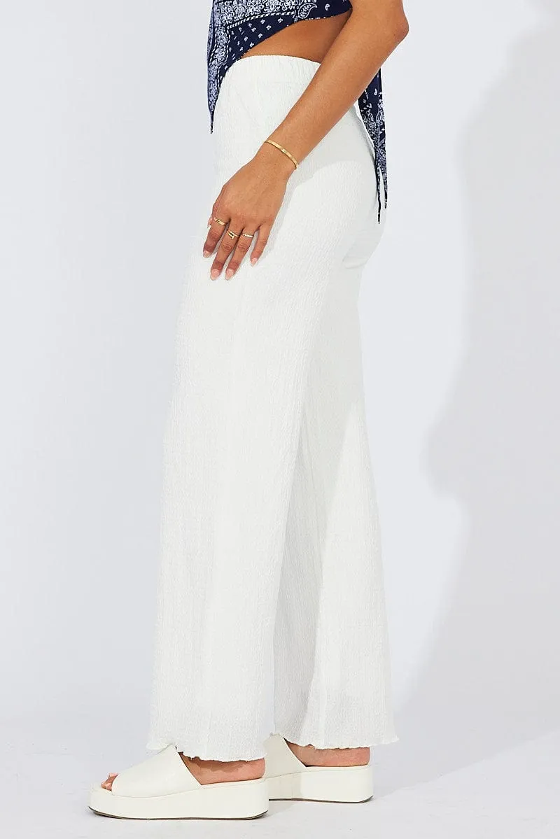 White Wide Leg Pants High Rise HighRiseWaist Ripstop Fabric Technology