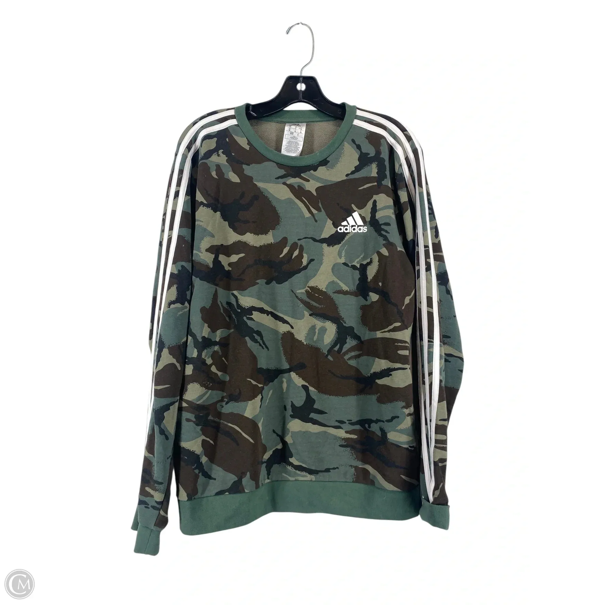 Winter Fashion MinimalistStyle Athletic Sweatshirt Crewneck By Adidas In Camouflage Print, Size: M