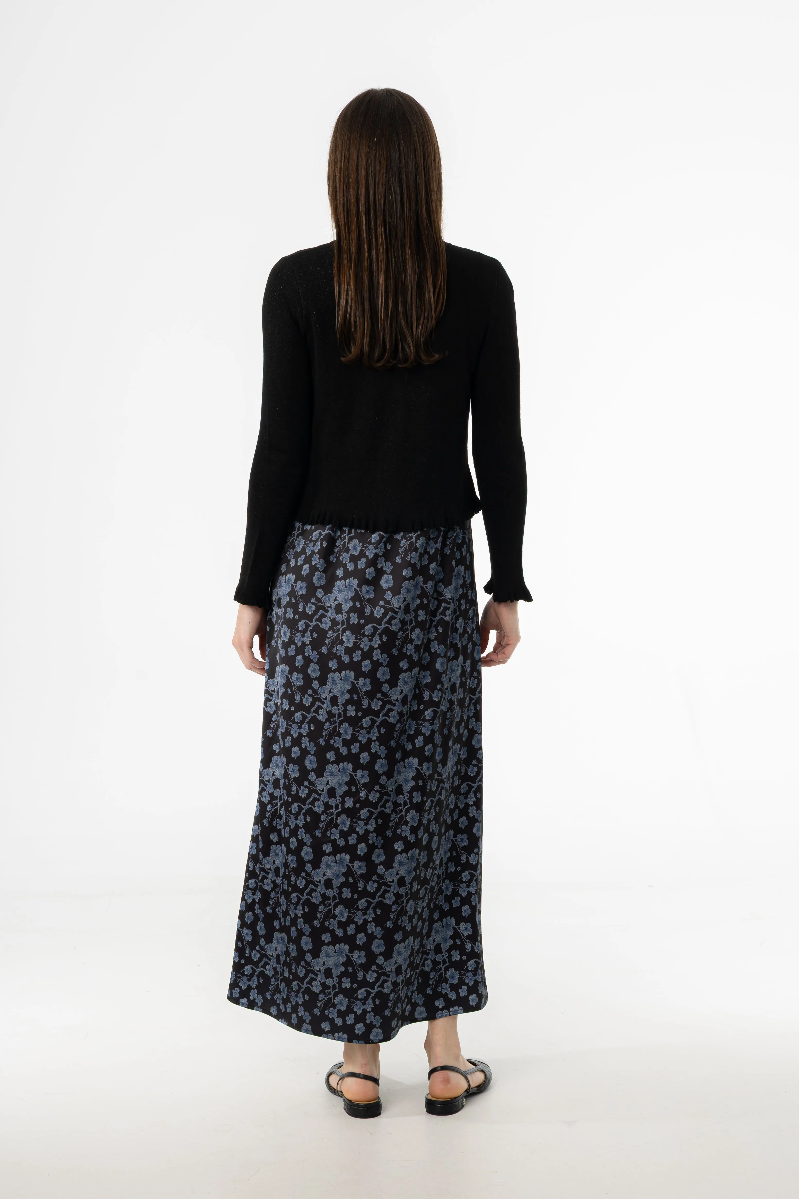 Calm Wave Blue Floral Printed A-Line Slip Jumper