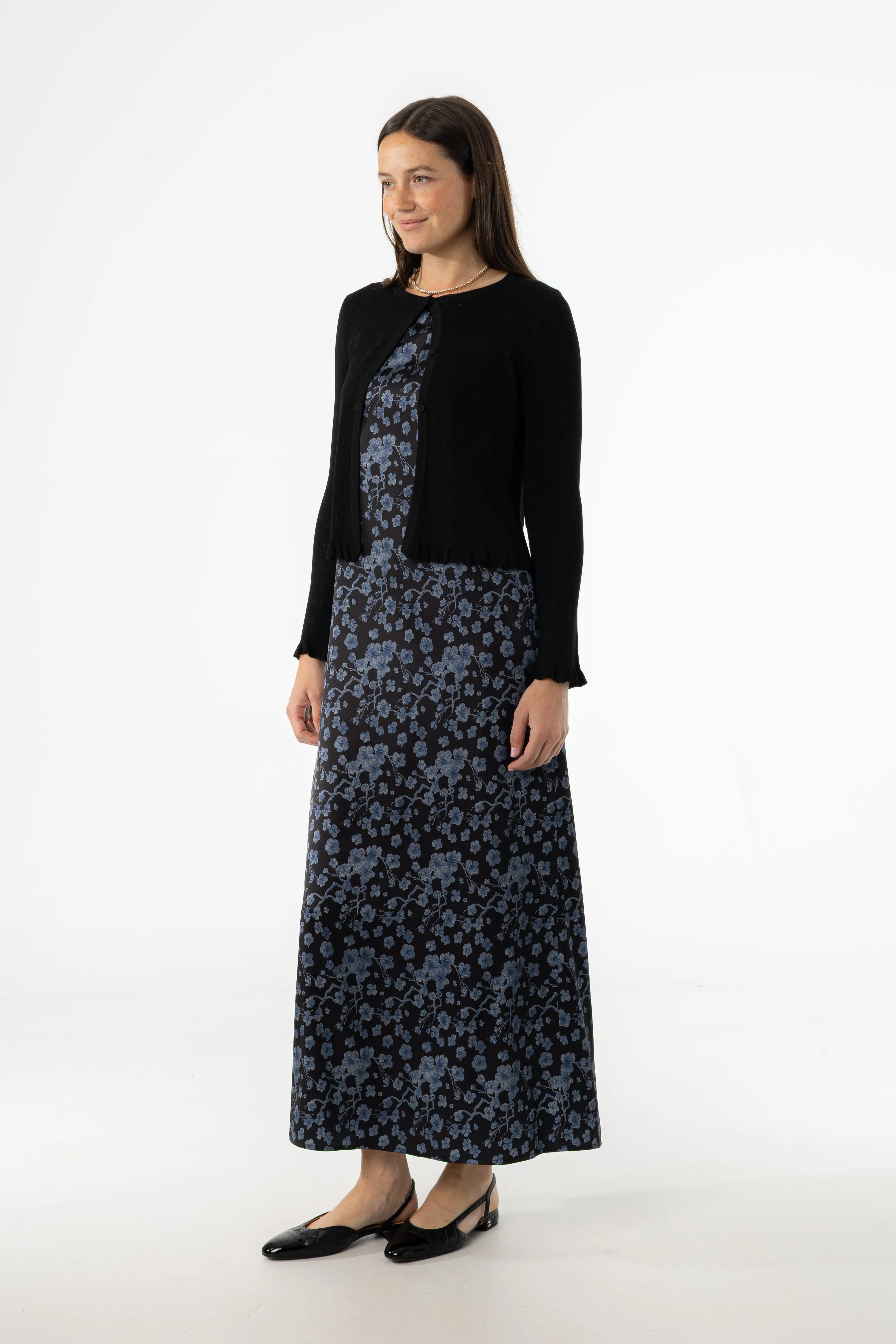 Dream Feel Blue Floral Printed A-Line Slip Jumper
