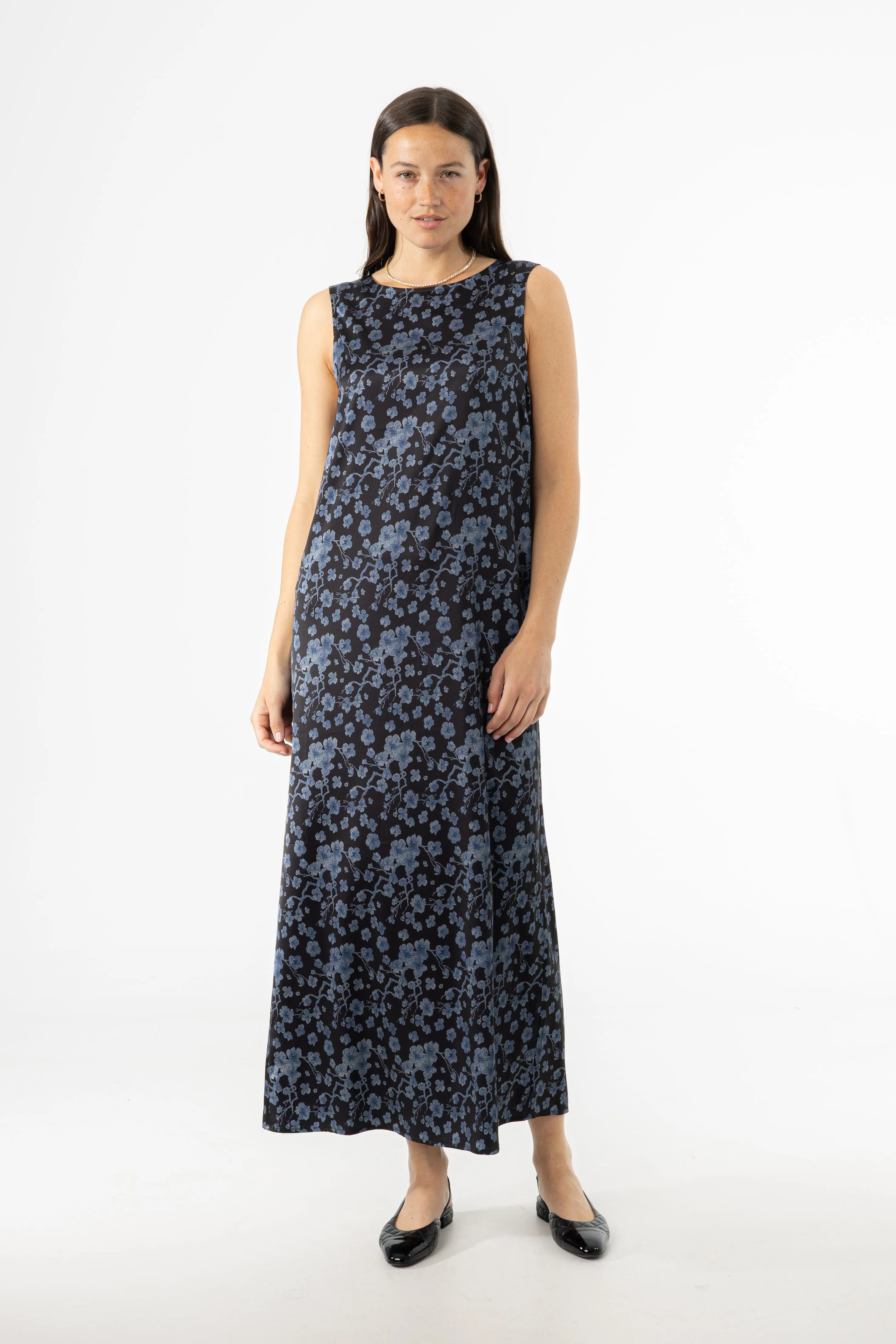 Blue Floral Printed A-Line Slip Jumper Gloss Glow