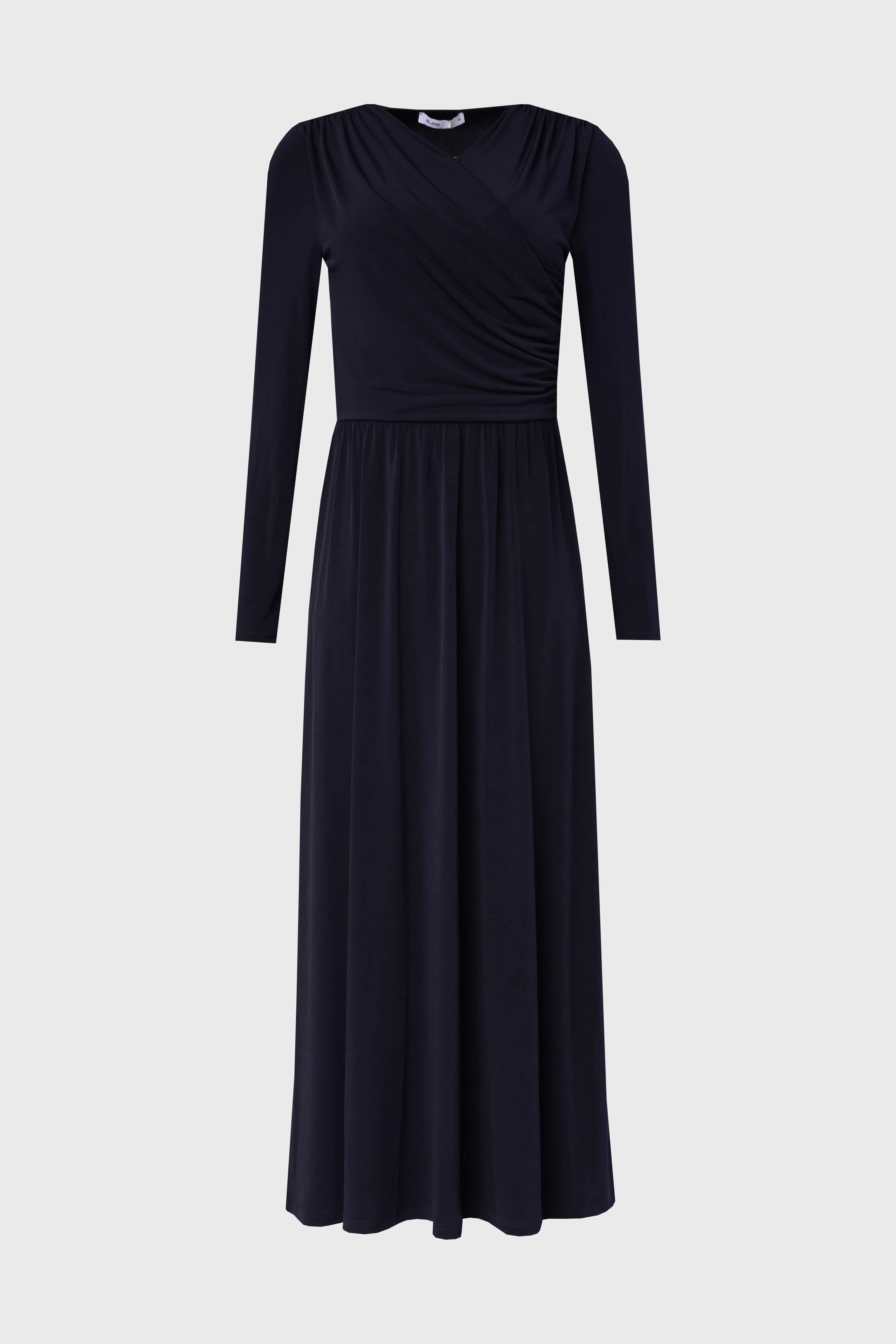 Navy Slinky Faux Wrap Maxi Dress Pure Tone