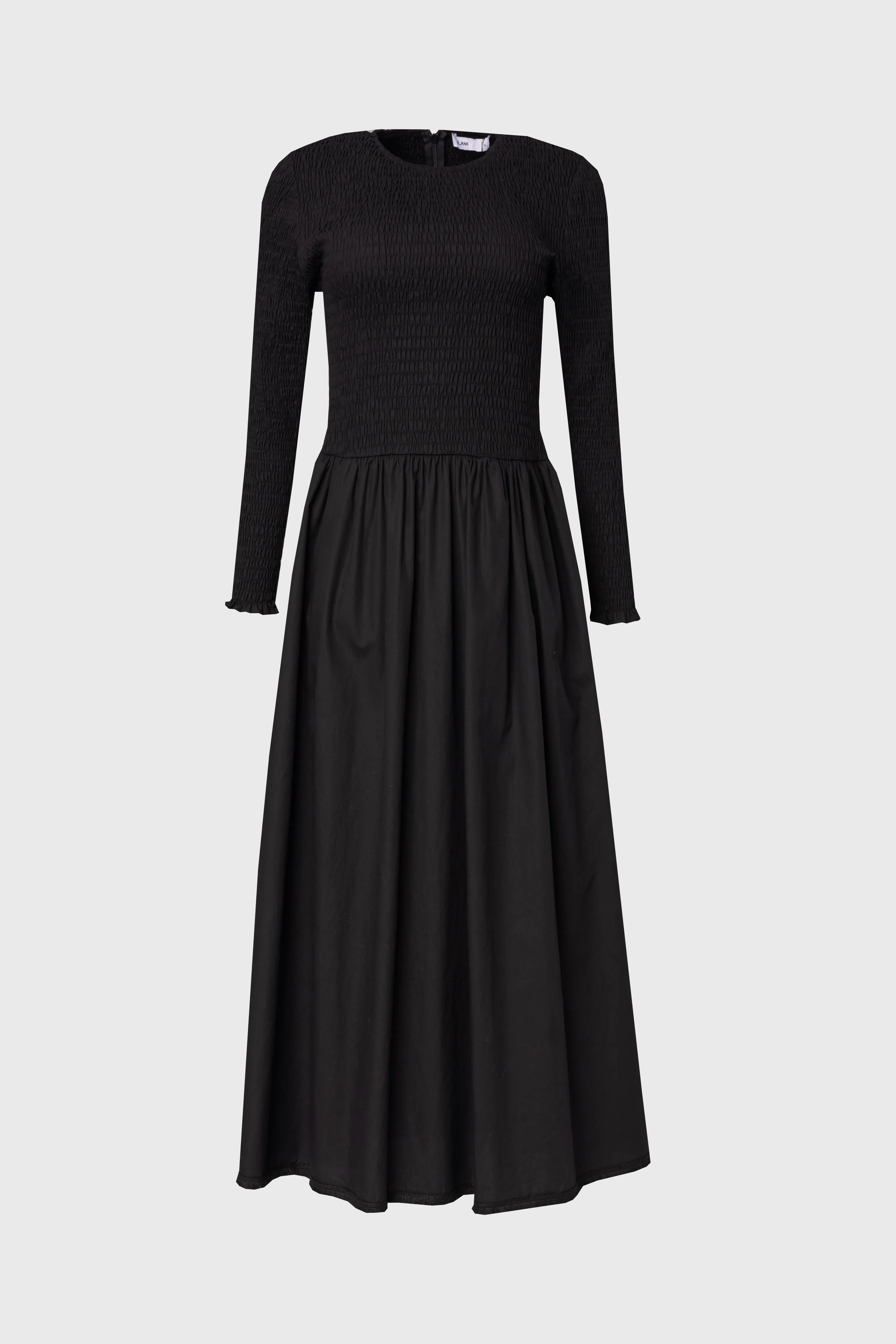 Black Smocked Cotton Maxi Dress AI Core Casual Trend