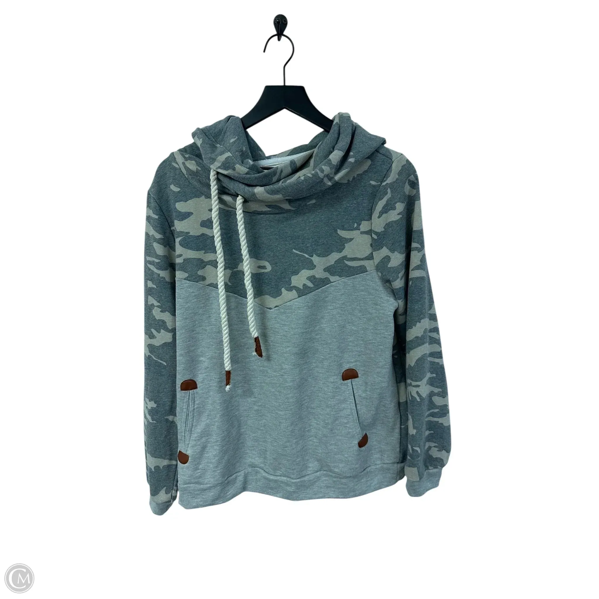 Light Sweatshirt Adjustable Fastenings Sweatshirt Collar By Bibi In Camouflage Print, Size: S