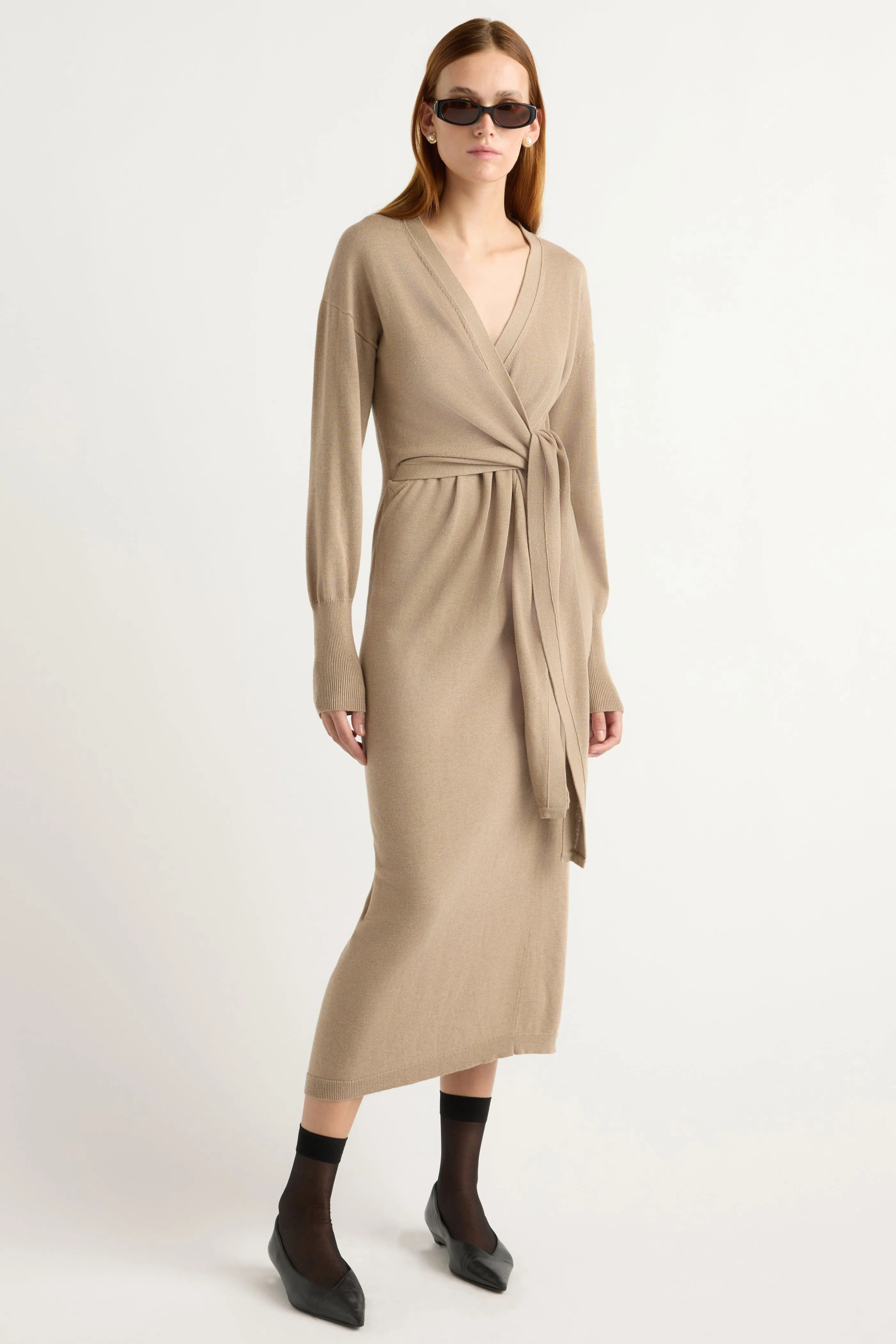 HiddenZipperClosure Dream Feel Linden Front-Wrap Sweater Dress