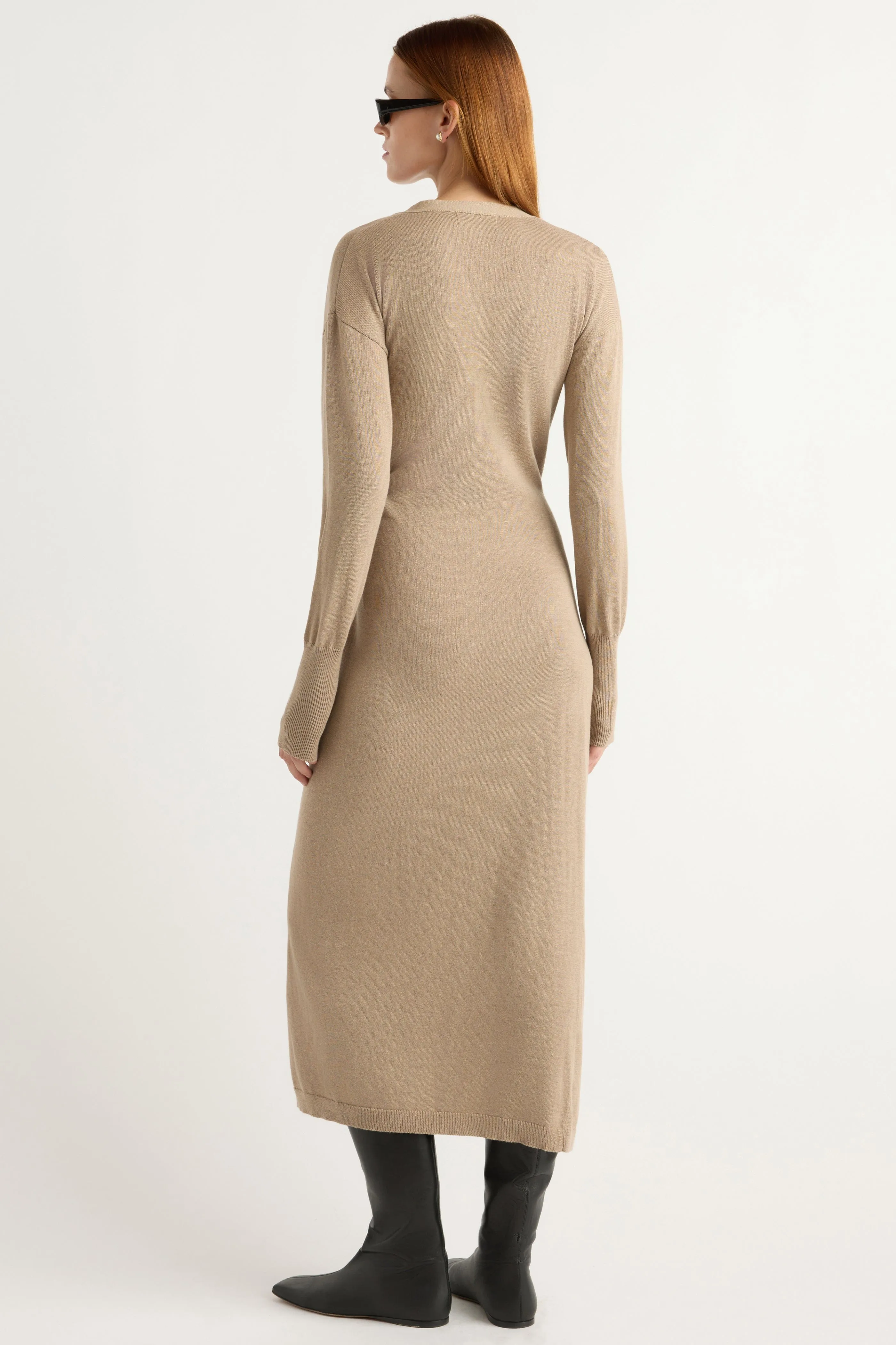 Work-Ready Linden Front-Wrap Sweater Dress