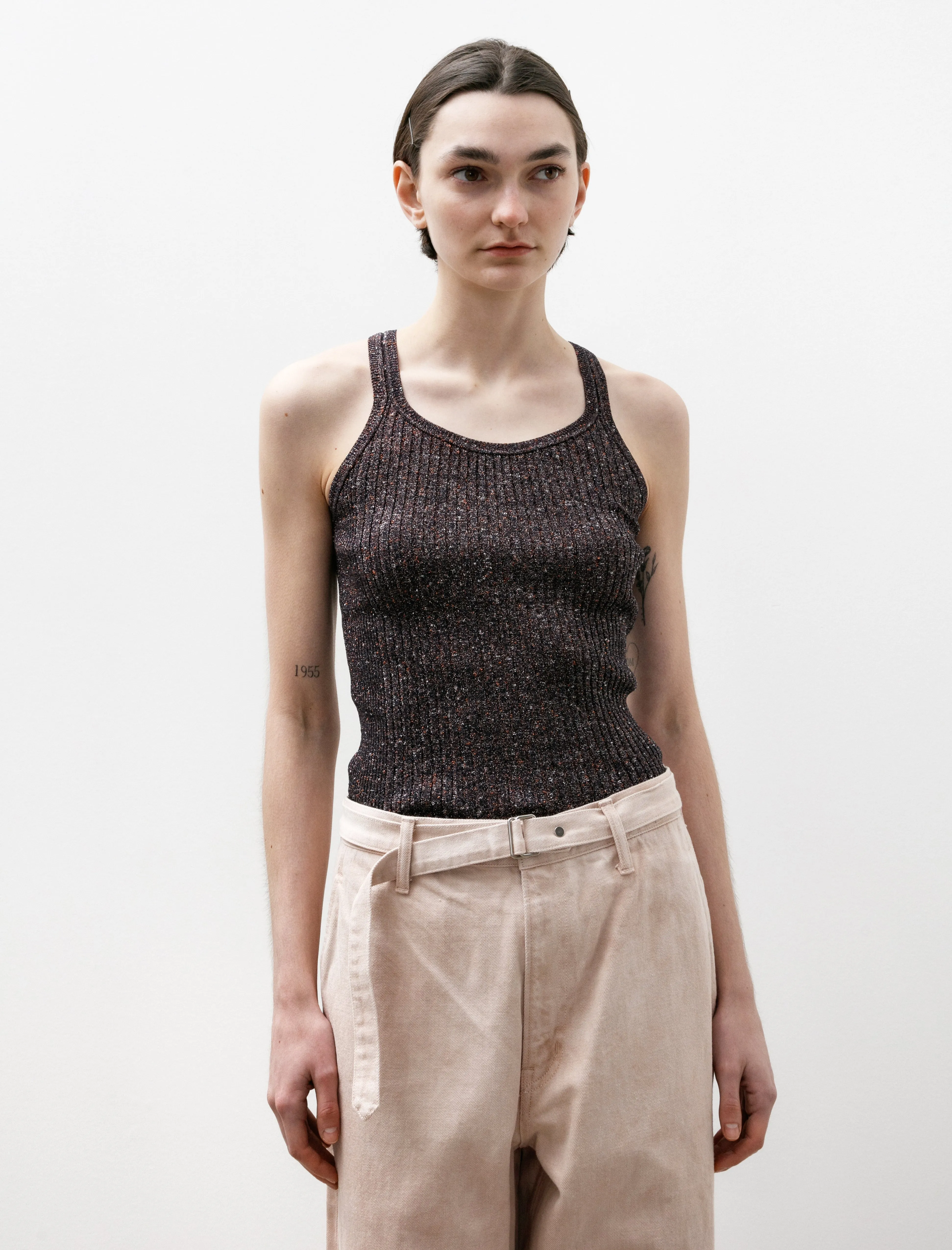 Classic Sweater Glitter Tank Top Navy