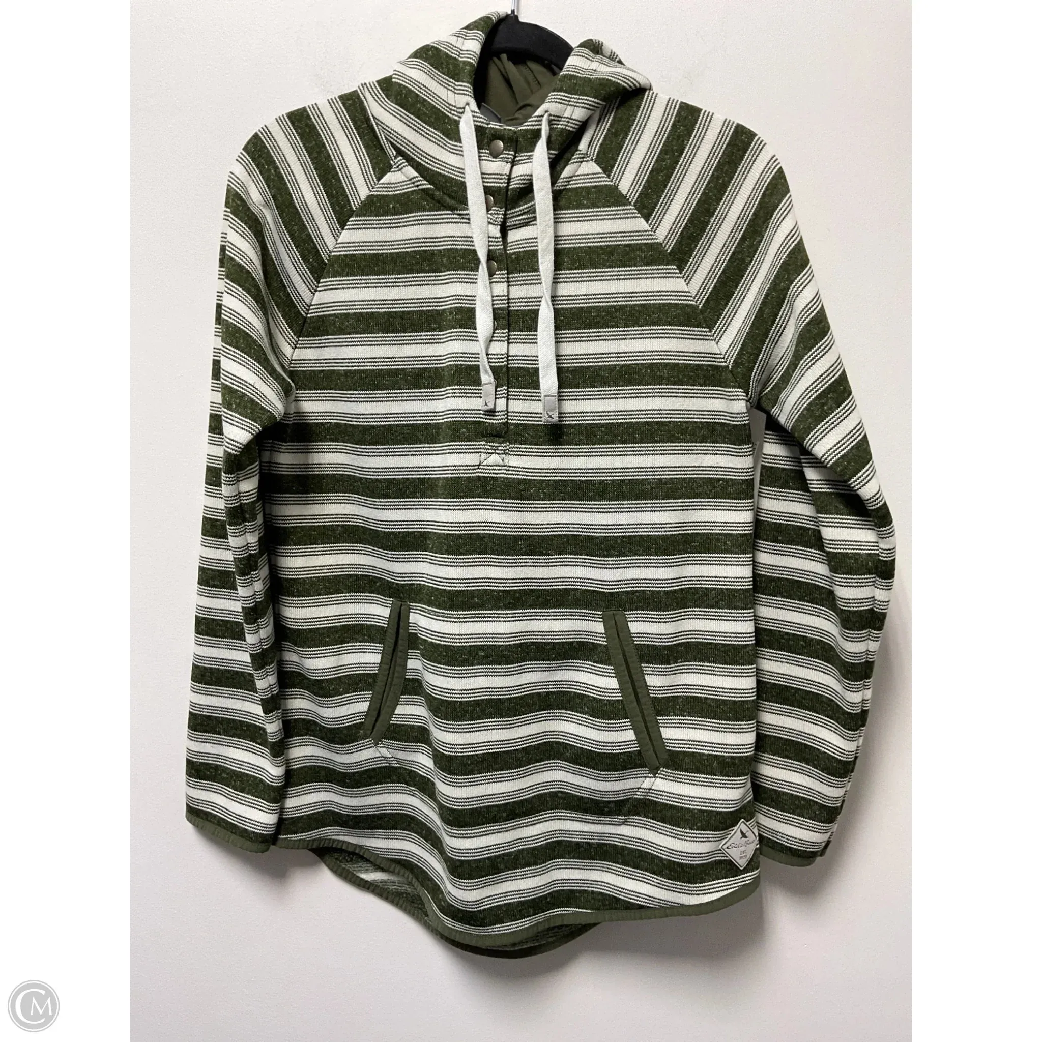 Sweatshirt Hoodie By Eddie Bauer In Green & White, Size: M Everyday Fashion Parisian Chic