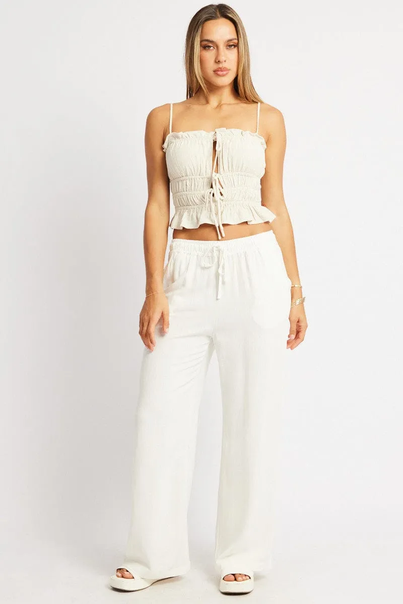 Chic Look Basic Look White Wide Leg Pants Elasticated Waist