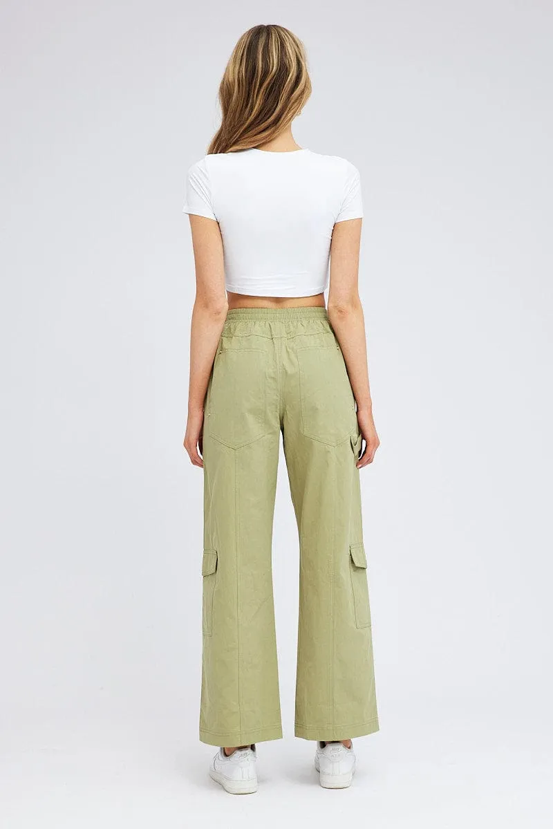 Sleek Style Green Cargo Pants Wide Leg