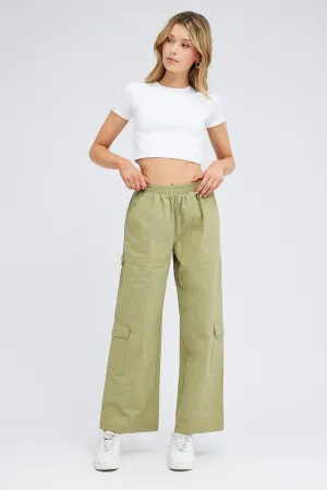Green Cargo Pants Wide Leg Cozy and Relaxed