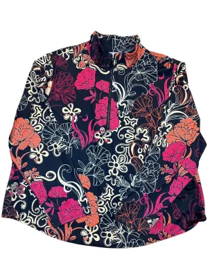 Sweatshirt Collar By Chicos In Floral Print, Size:Xxl HiddenZipperClosure Soul Ease