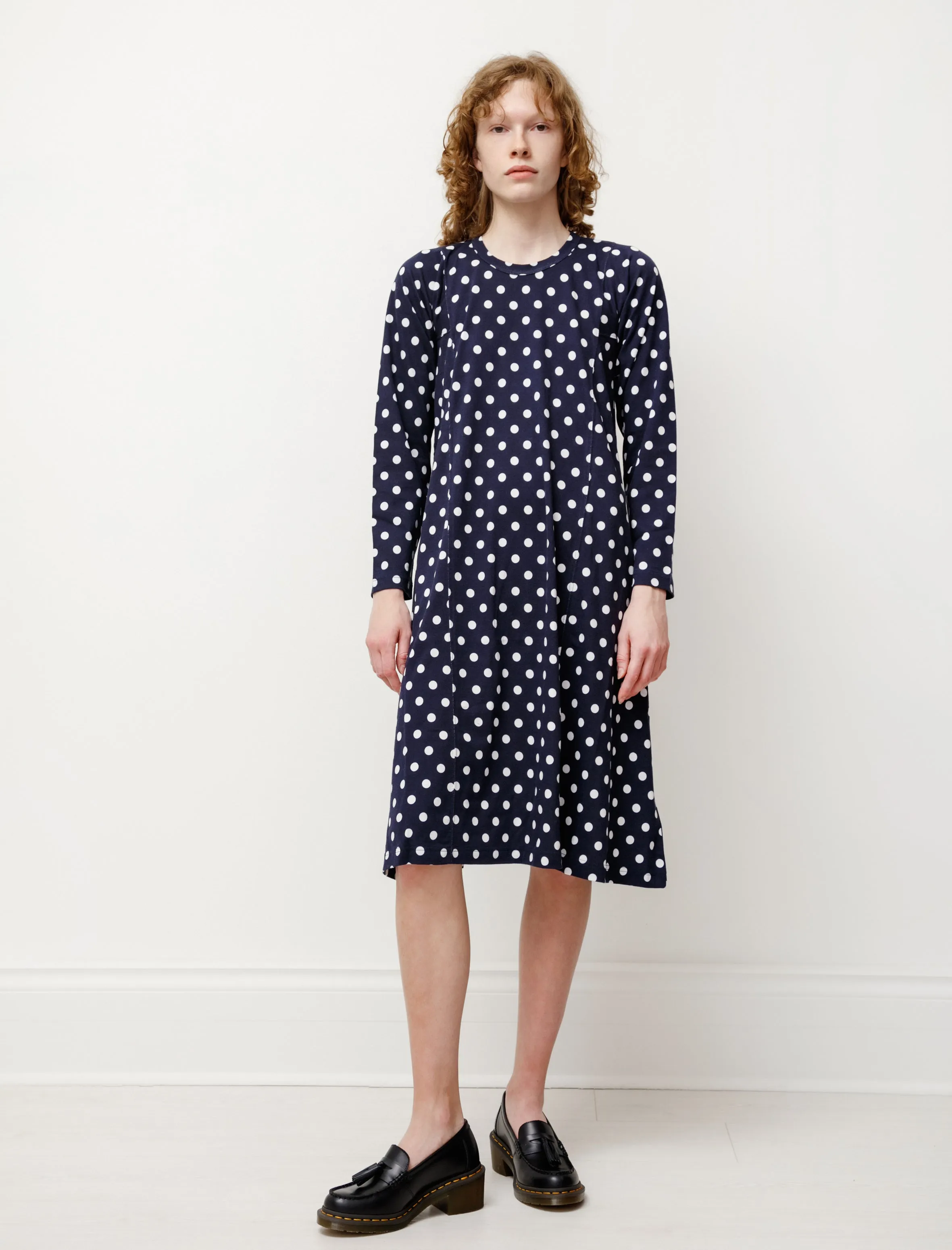 fresh start Wool Fit Panelled Polka Dot Jersey Dress