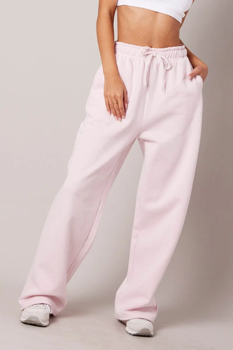 Padded hips Pink Track Pants Wide Leg Pants