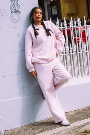 Comfortable Fit Look Pink Track Pants Wide Leg Pants