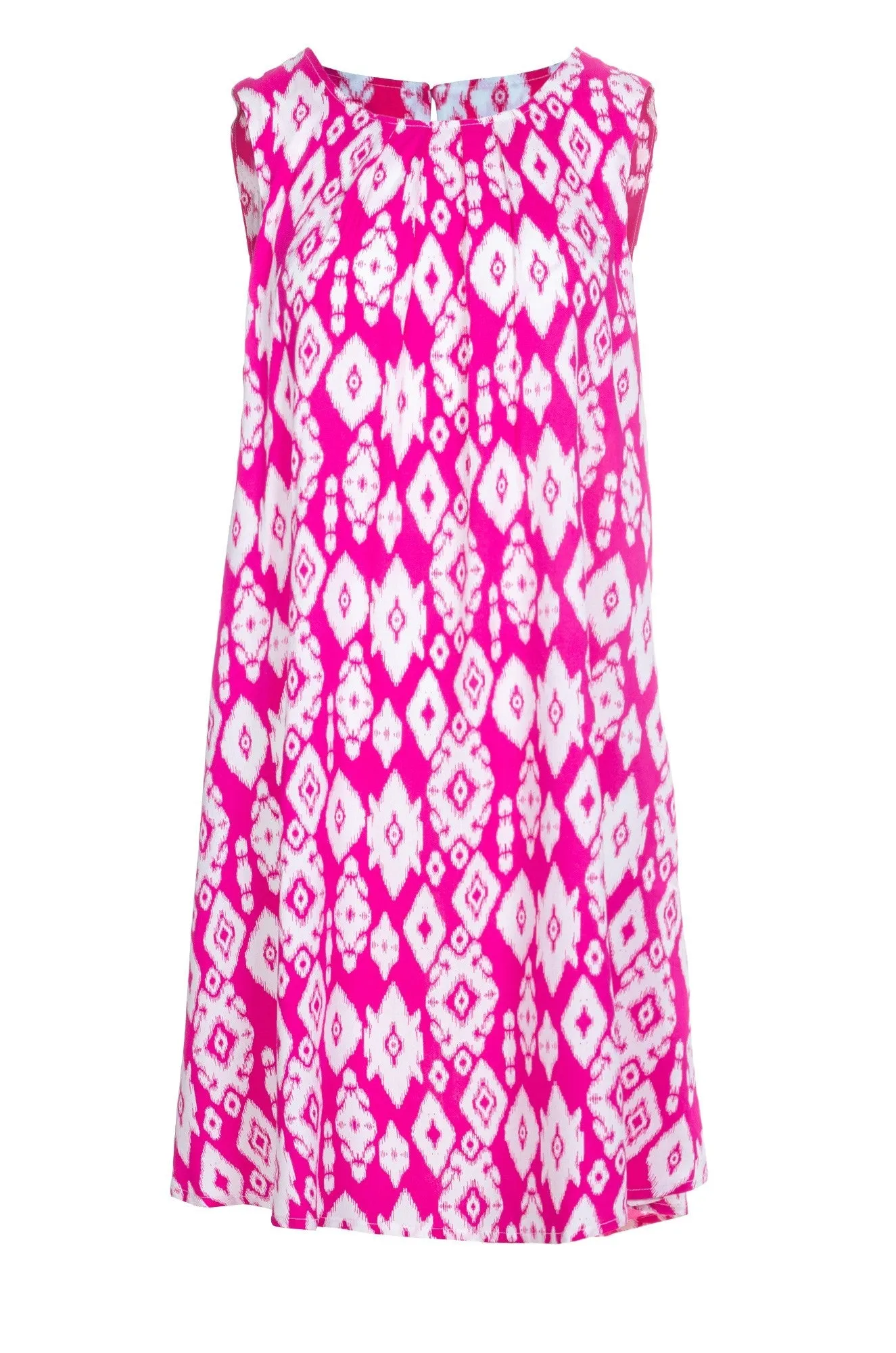 Peace Glow Printed Viscose A-line Dress | Cerise White Aztec | 3340A1