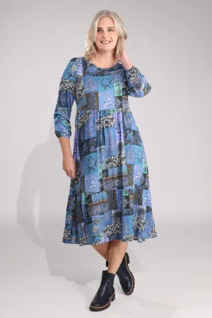 Friend Vibe Dress | BLUE LILAC PATCHWORK | 6535B1