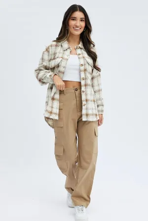 Street Utility Camel Cargo Pants High Rise