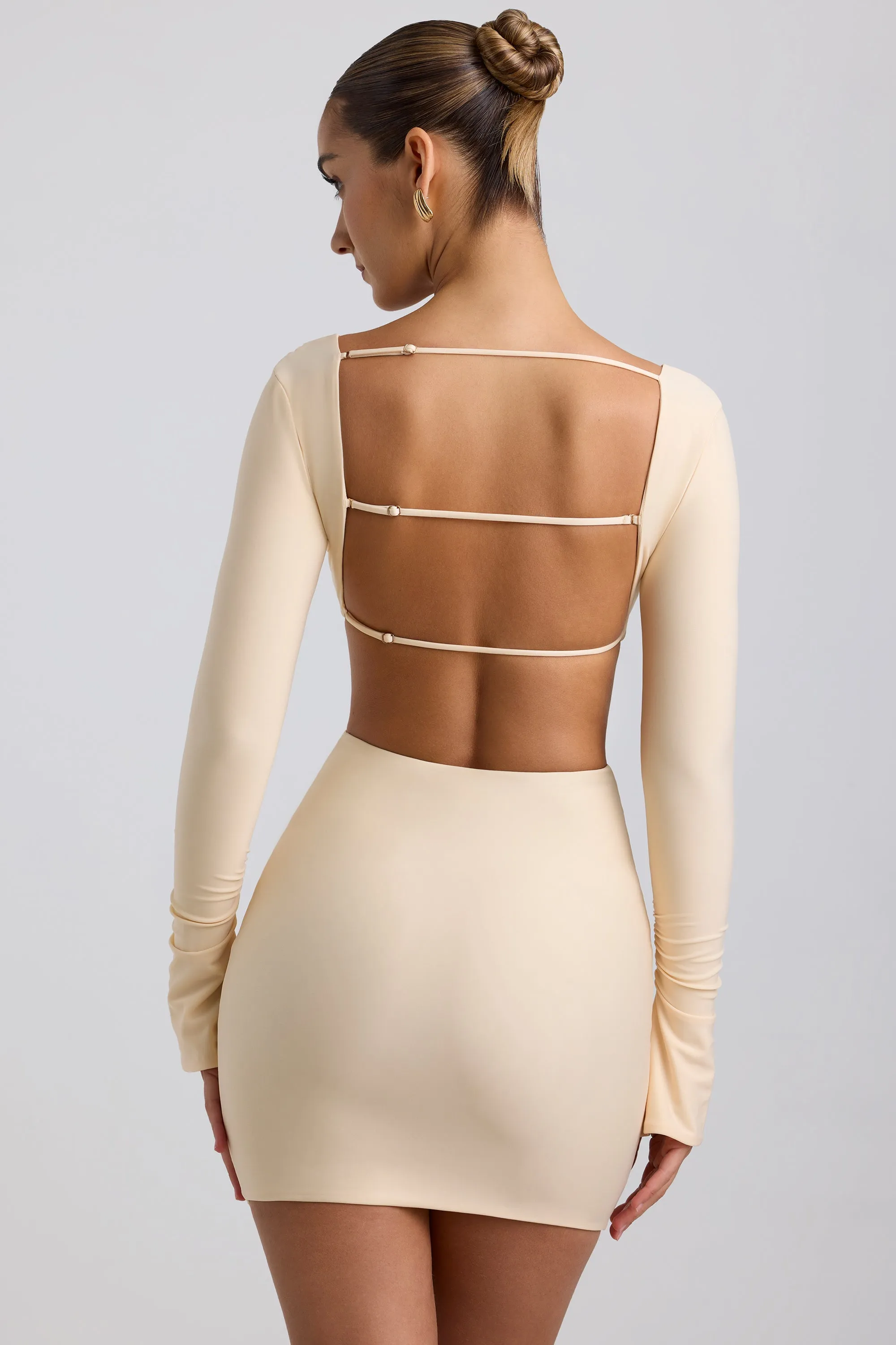 Relaxed Design Cut-Out Hardware Detail Mini Dress in Buttercream