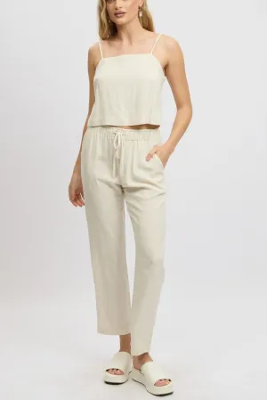 SmoothZipper Beige Tapered Pants Elasticated Waist
